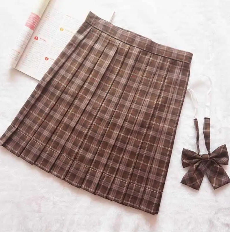 Only Dress Kawaii милый медведь Вышивка Винтаж вязаный жилет японский консервативный стиль для женщин без рукавов свитер юбка рубашка JK Униформа костюм - Цвет: Only Dress