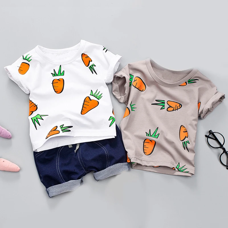 2019 комплект одежды для малышей летняя футболка маленьких мальчиков с рисунком из