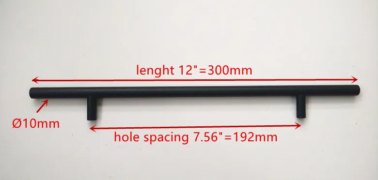 (Диаметр 10 мм Длина: 300 мм) 12 &quotматовый черный мебельная фурнитура Кухонный шкаф