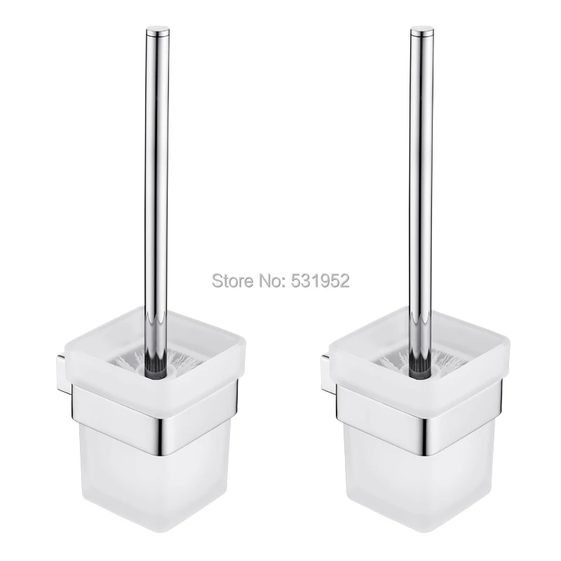 square bathroom toilet brush with holder glass cup wall mount contemporary style toilet brush polished bathroom accessories free global shipping