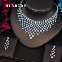 hibride big unique design clear full cubic zirconia women bride jewelry sets earring set wedding dress accessories jewelry n 432