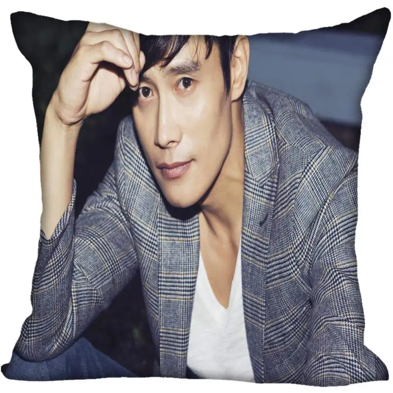 На заказ Kpop Lee Byung hun печатные квадратные шелковые наволочки 40x40 см, 35x35 см одна сторона атласная Наволочка логотип