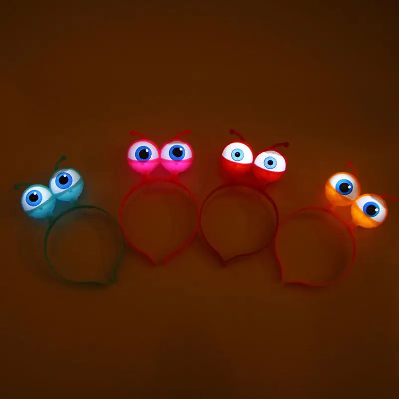 

New Alien Eyeball LED Hair Hoop Flashing Glow Headband Crown Heart Light Up Hairbands Hair Accessories Glow Party Christmas New