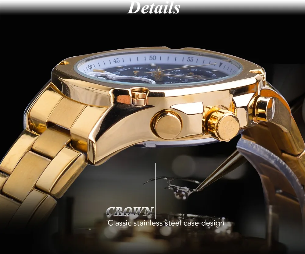 Forsining Grand, золотые автоматические часы, турбийон, Moonphase, мужские механические часы с календарем, стальные ремни, наручные часы, Relogio