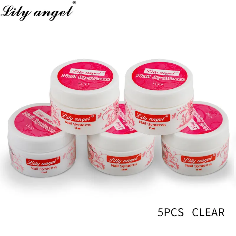 5Pcs-Clear Гель-лак для ногтей LiLy Angel, 15 мл, густой гель для наращивания ногтей, натуральный Камуфляжный УФ-гель - Цвет: 5Pcs-Clear