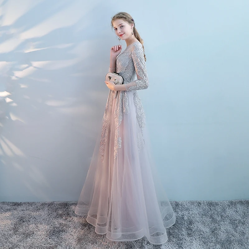 Vestido de festa серебряные кружевные вечерние платья 2019 Robe De Soiree трапециевидные с