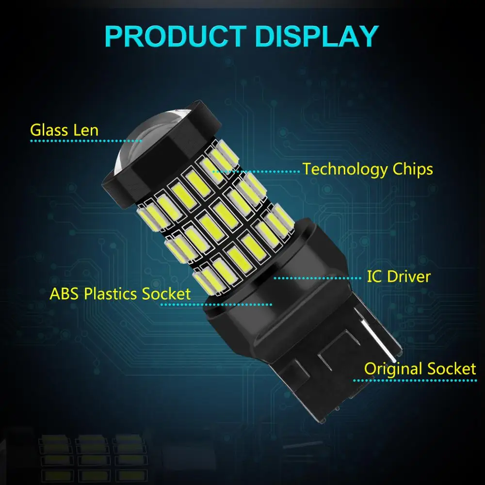 2 шт. T20 7440 W21W LED 7443 SRCK W21/5 W светодиодные автомобильные лампочки WY21W 12V 1200LM