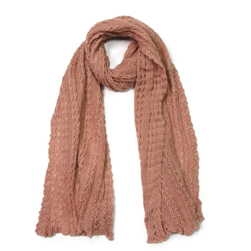 Зимние теплые женские шарфы длинный мохер вязаный люрекс кружевной мягкий шарф