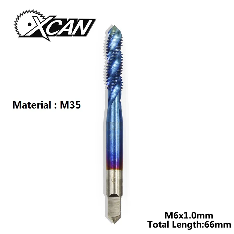HSSM35-M6x1.0 Винтовой кран XCAN HSS из стали с титановым покрытием, спиральный метрический резьбовой кран M2/M2.5/M3/M3.5/M4/M5/M6, ручной кран TR - Цвет: HSSM35-M6x1.0