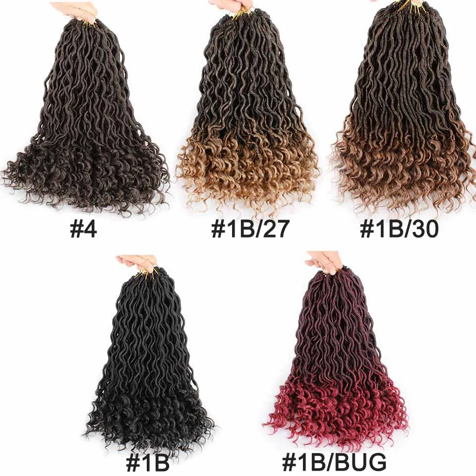 Xtrend, вязанные крючком волосы, синтетические косички, faux locs Curly Crotchet, волосы для наращивания, Meche DREAD, 18 дюймов, богиня, от 1 до 10 упаковок