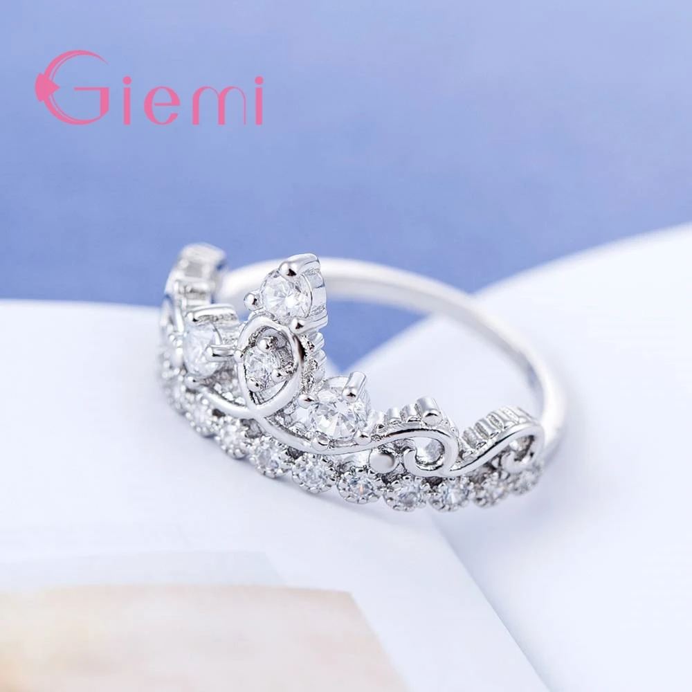 Благородные Кольца с выложенной короной AAA + фианитами женские кольца кристаллом