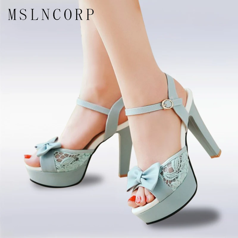 

Plus Size 34-43 Fashion Women Sandals Platform High Heels Summer Open Toe Thin Heels Ladies Party Shoes Sexy stiletto lace Pumps