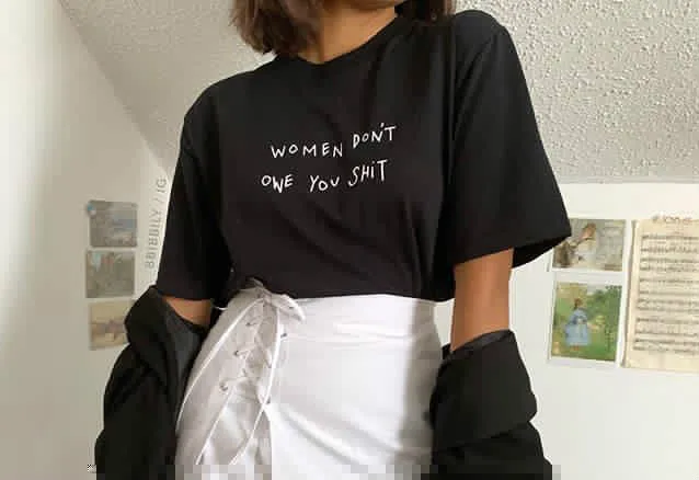Sunfiz HJN женская футболка с надписью Don't osud You Shit Feminism Летняя Tumblr Модная белая