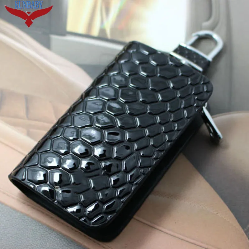 Чехол для ключей автомобиля из настоящей змеиной кожи с карманом на молнии для Jeep VW BMW Ford и т.д.