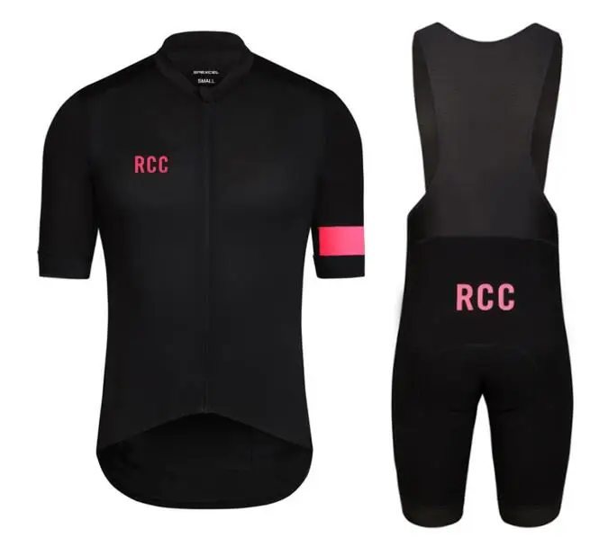 jersey and bib short RCC черный розовый высокое качество pro team короткий рукав и нагрудник шорты 4D гелевая Подушка Набор дорожный MTB велосипедная одежда велосипедная Экипировка - Цвет: jersey and bib short