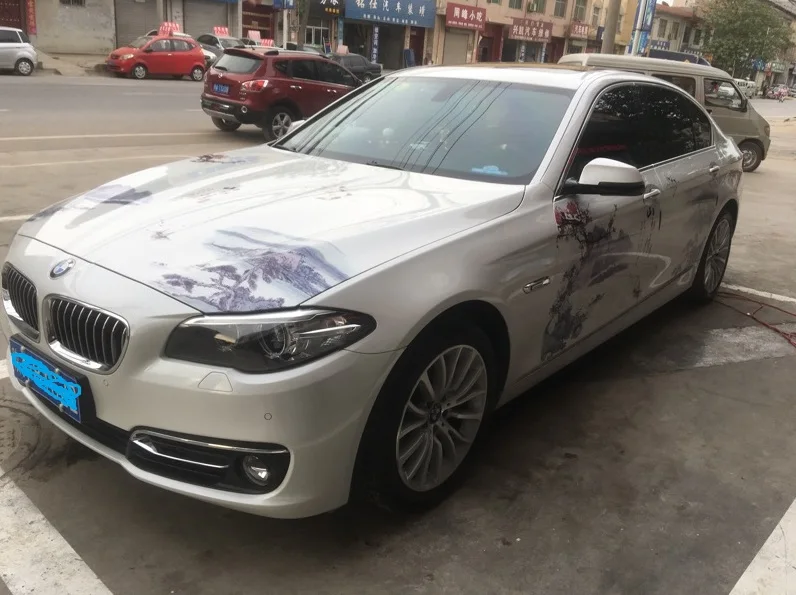 Автомобильные наклейки с левой стороны китайские чернила цветок высокое