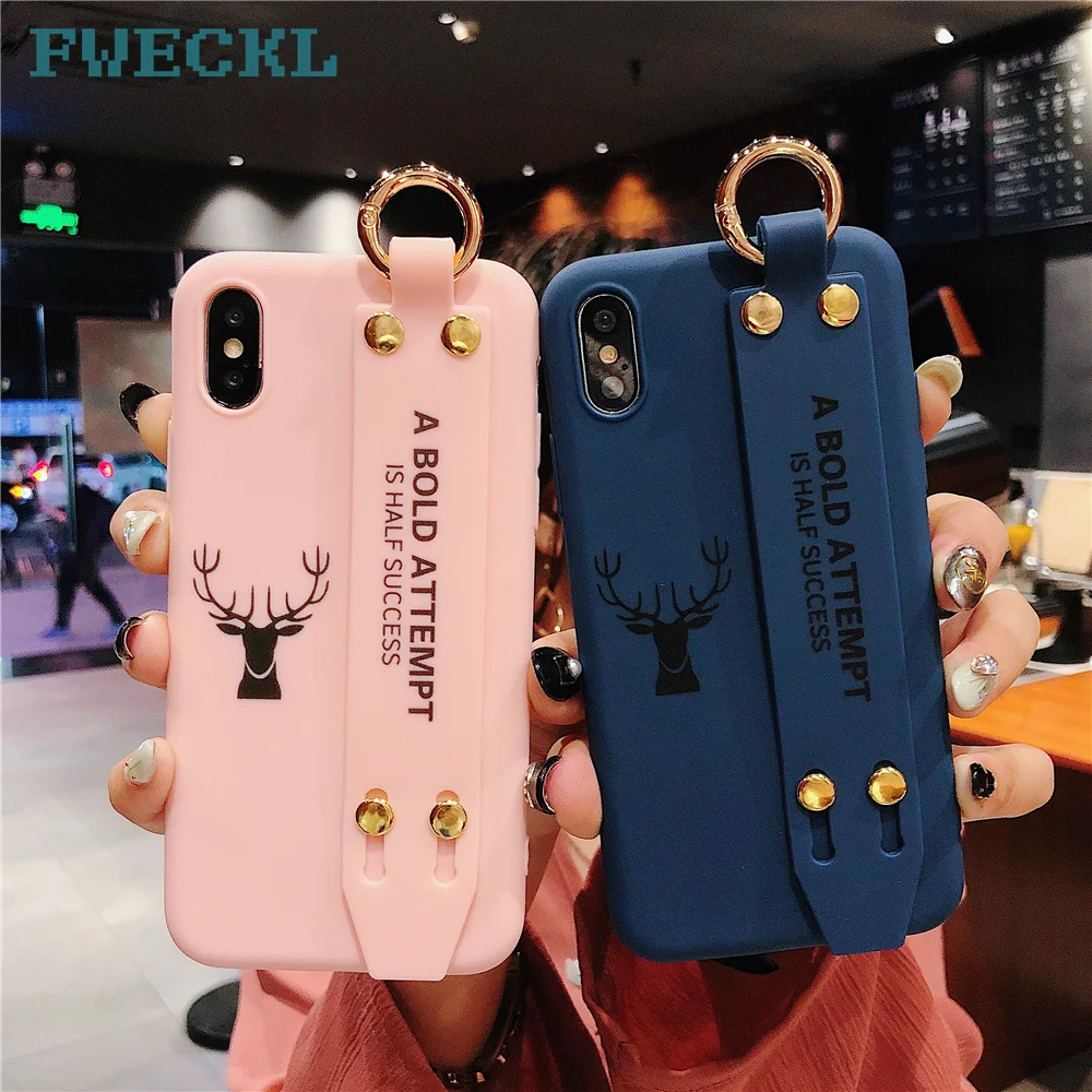 Высокое качество кольцо ремешок чехол для iPhone X XS MAX XR простой Олень 7 8 6 S Plus Мягкий
