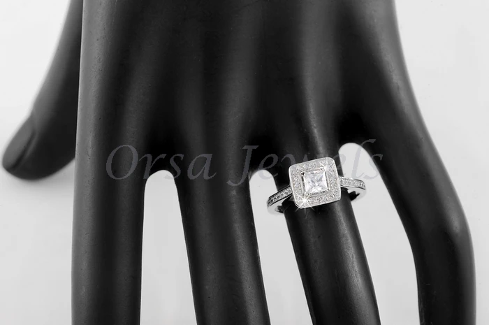 ORSA JEWELS, роскошное обручальное кольцо принцессы, 0.5ct, CZ, модное ювелирное изделие, серебряный цвет, обручальные кольца для женщин OR41
