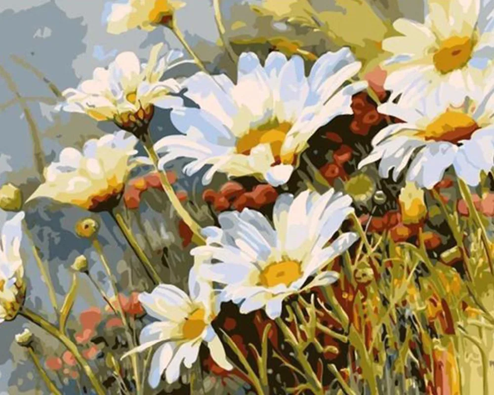 Картина по номерам сделай сам Прямая поставка 40x50 см Осенняя Маргаритка цветок