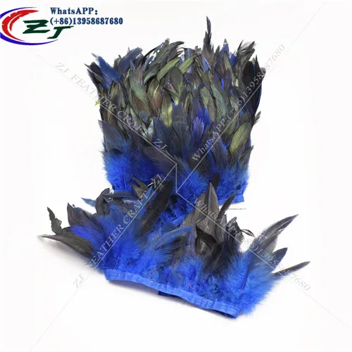 royal blue 10 м натуральный петух перо отделка Coque перо лента бахрома для DIY ремесло/костюм/Швейные аксессуары 16 цветов - Цвет: royal blue