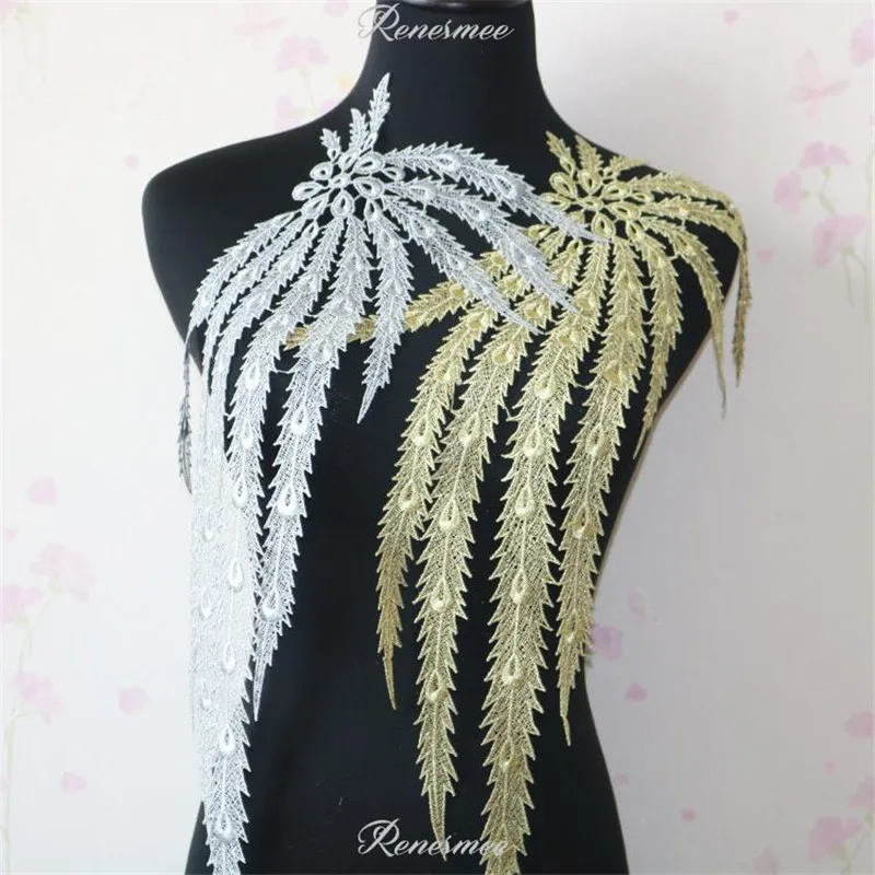 2Pcs Gold Silver Exquisite Thread Line Big Phoenix Lace Accessories Clothing Decoration Special Embroidery Patch | Дом и сад