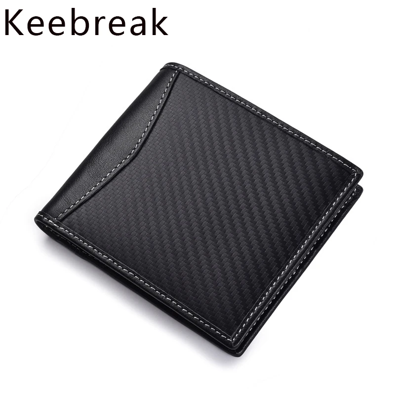 KEEBREAK RFID анти-Магнитный кожаный кошелек для мужчин из углеродного волокна натуральная кожа тонкий мужской кошелек Роскошный кошелек для денег кошелек