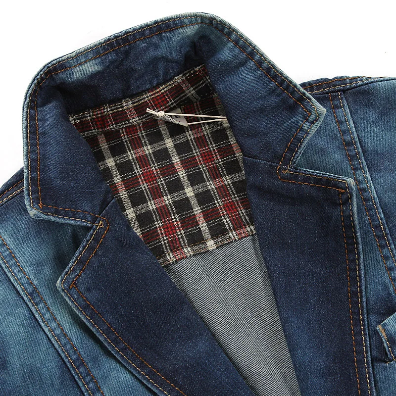 Новинка осени 2016 мужской модный Блейзер ковбойский костюм Однорядная джинсовая