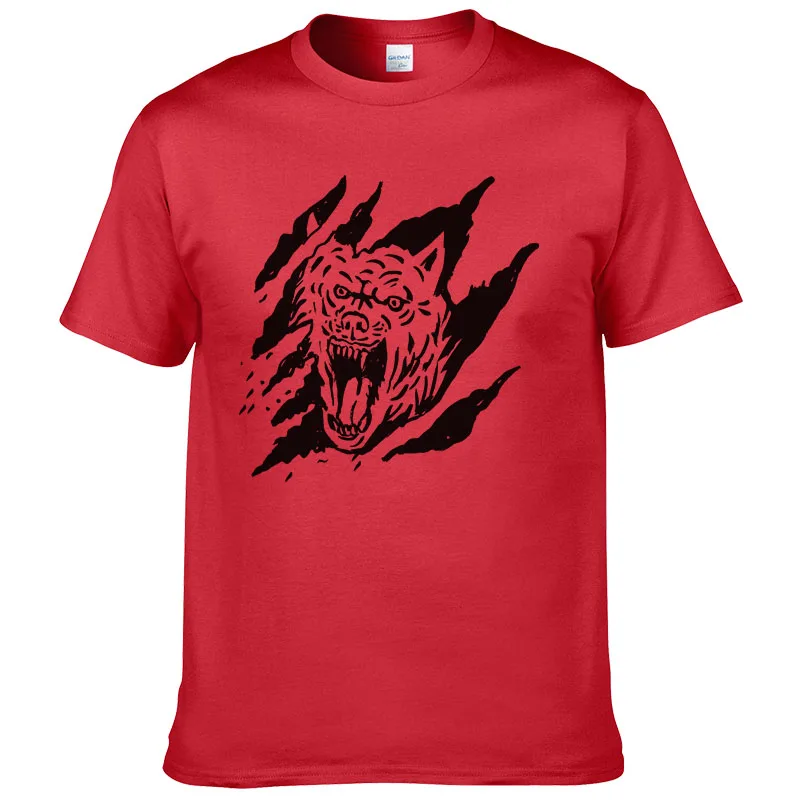 Мужская футболка с коротким рукавом принтом зверей волка летняя хлопковая