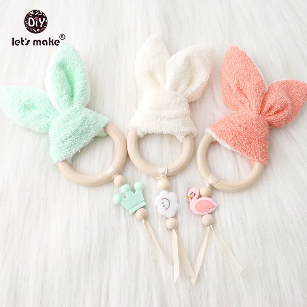 Let's Make Baby Teether 3 шт. милый кролик подвеска для кормления деревянные кольца