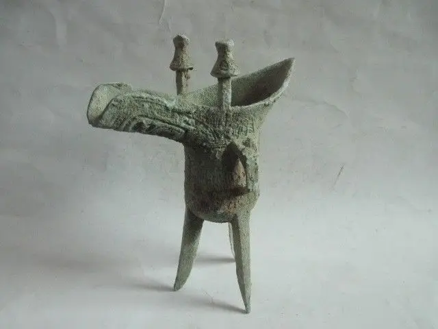 Китайская антикварная старая Шан бронзовая фигурка периода династии