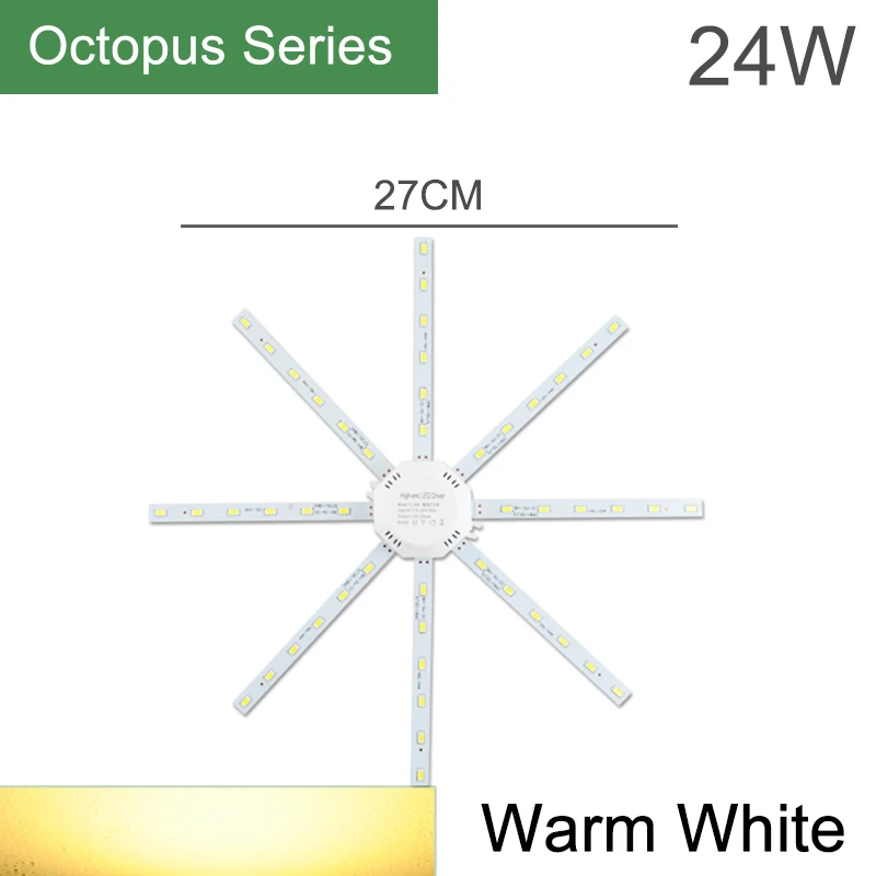 Octopus 24W Warm Kaguyahime Мини Магнитный светодиодный светильник Модуль источника 12 Вт 18 Вт 20 Вт 24 Вт 220 В пластина осьминога модифицированный светодиодный светильник аксессуары для потолка - Испускаемый цвет: Octopus 24W Warm