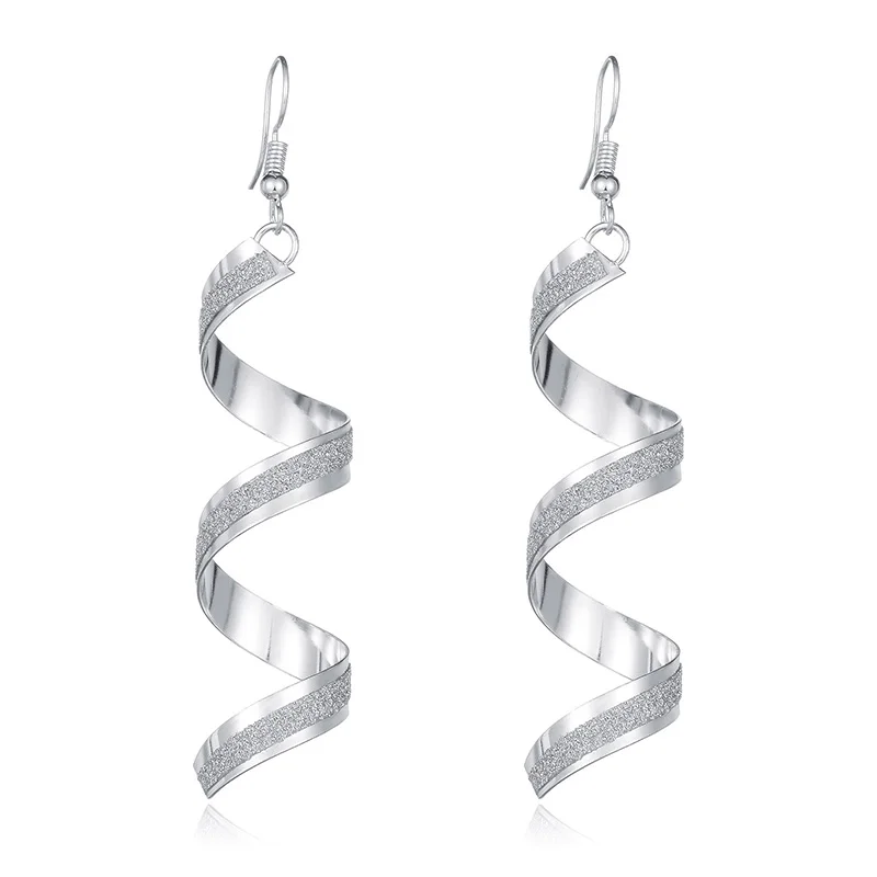 Shineland bijoux модные черные длинные серьги на спирали для женщин висячие из цинкового
