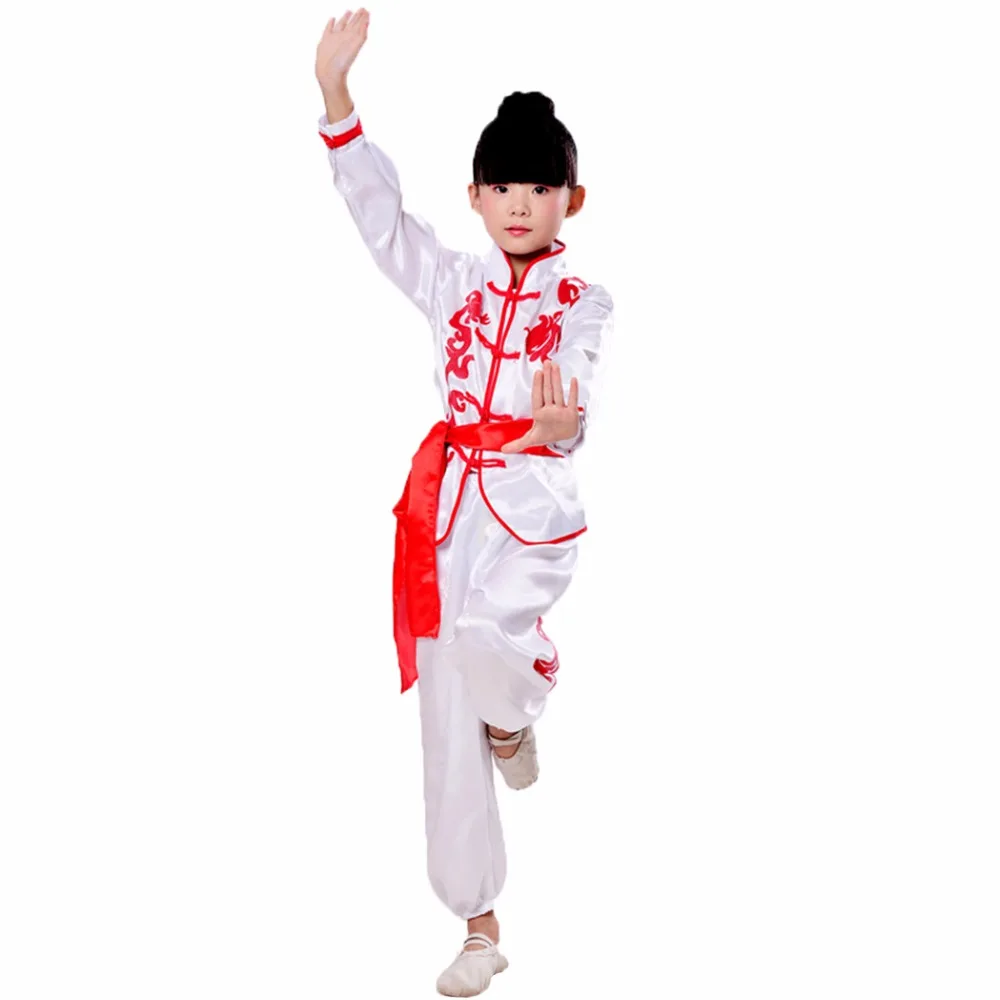 

2018 New Chinese Kung Fu National Costume Kids Tai Chi Clothing Suits Performance Cloth Martial Art Show Costumes for Boys Girls