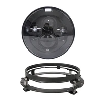 sktyants 1 set 7 inch round headlights led with bracket ring support motorcycle headlight assembly black highlow beam