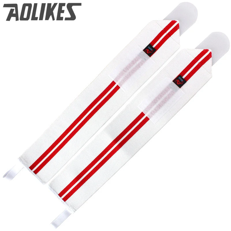 WHITE RED AOLIKES 2 шт. обертывания для рук ремешок для тяжелой атлетики запястья обертывания Кроссфит Powerlifting Бодибилдинг дышащая поддержка запястья поезд - Цвет: WHITE RED
