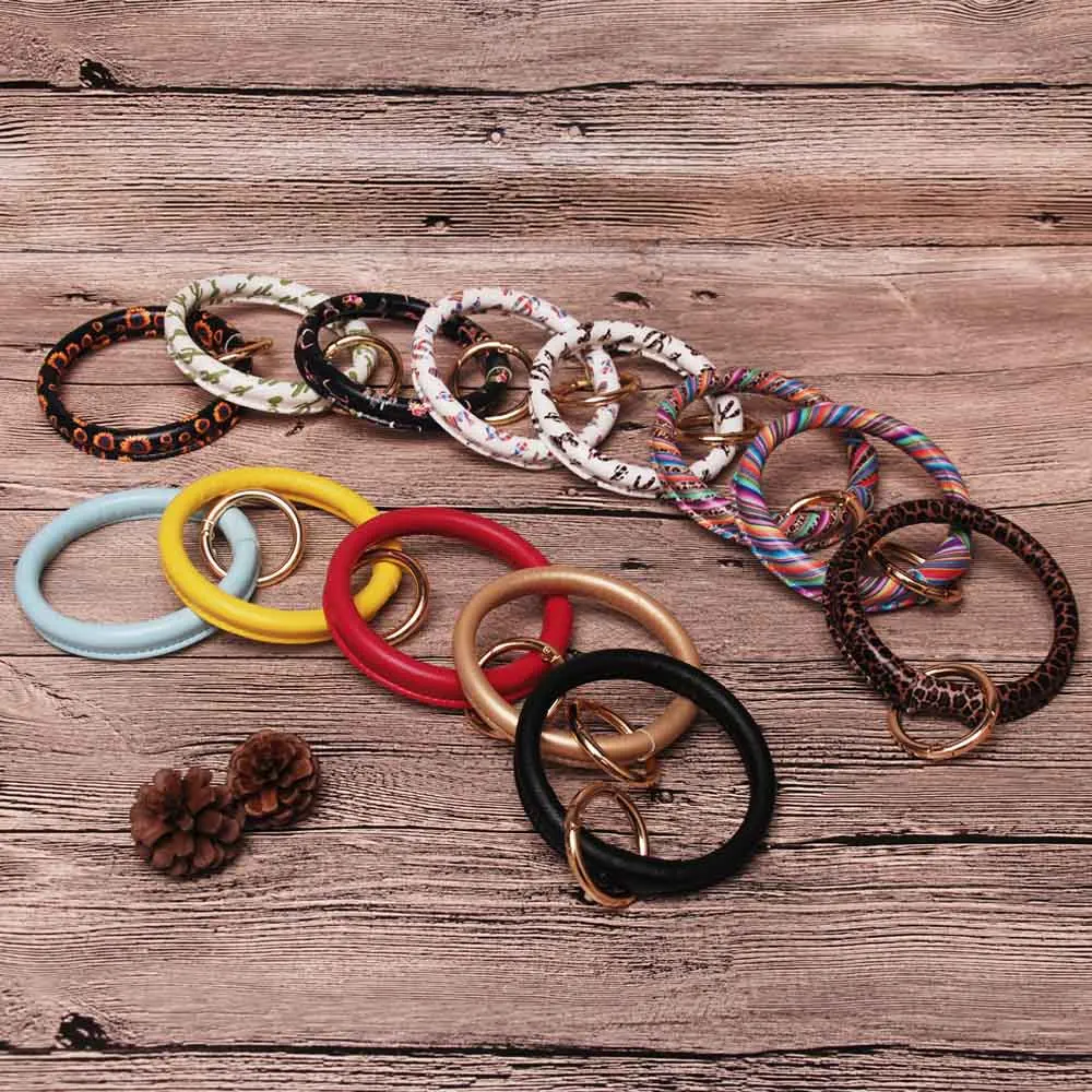 Искусственный кожаный круглый браслет брелок оптом заготовки подсолнуха зажим