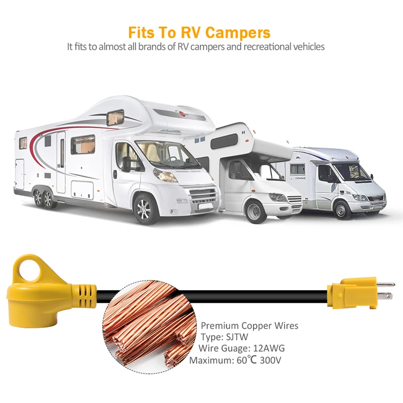 MICTUNING 1" 15 м/30F сверхмощный RV Dogbone Электрический адаптер с ручкой 125 В/1875 Вт RV Универсальный адаптер питания шнур конвертер
