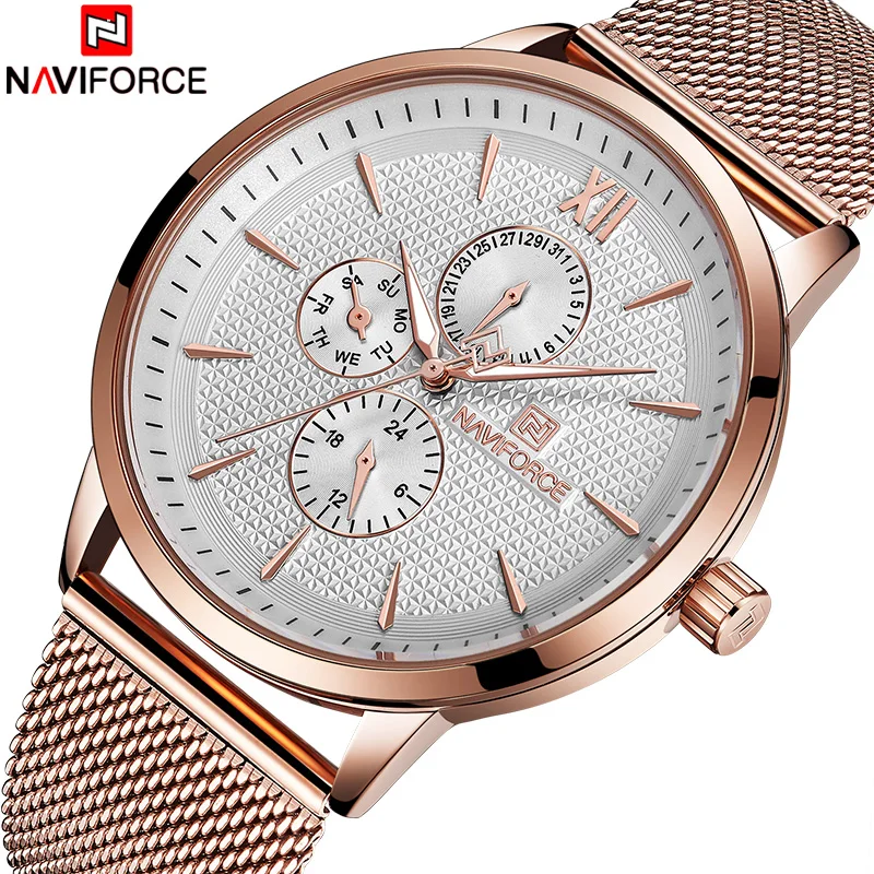Новинка мужские часы NAVIFORCE Топ бренд роскошные кварцевые наручные розового