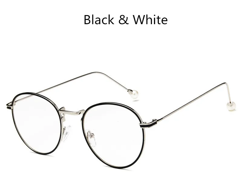 C2 Black White Бросился Gafas Ретро круглые металлические оправы для очков оптические перламутровые затычки очки близорукость элегантный темперамент компьютер 6809 - Цвет оправы: C2 Black White