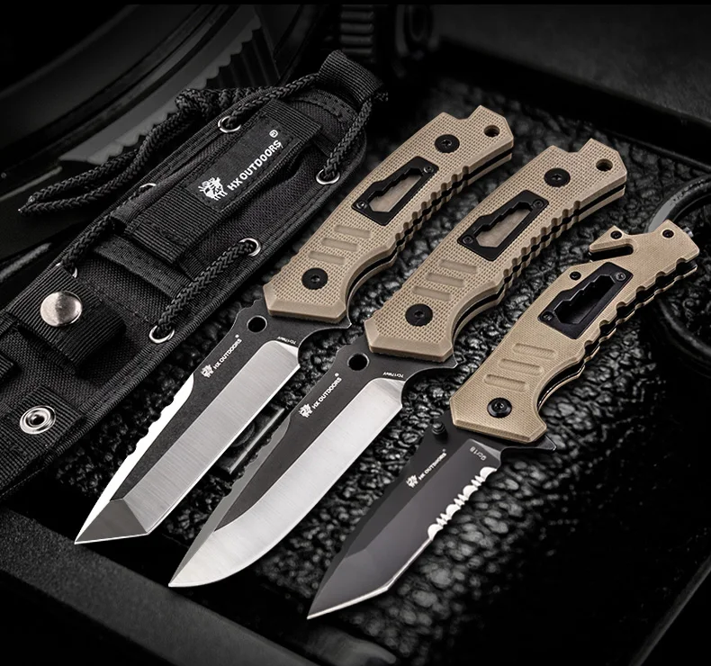 HX OUTDOORS Fixed Blade Knife Hunting Knives 58Hrc, 7cr17mov Steel Survival knife Essential tool For Man Gift Knife Dropshipping