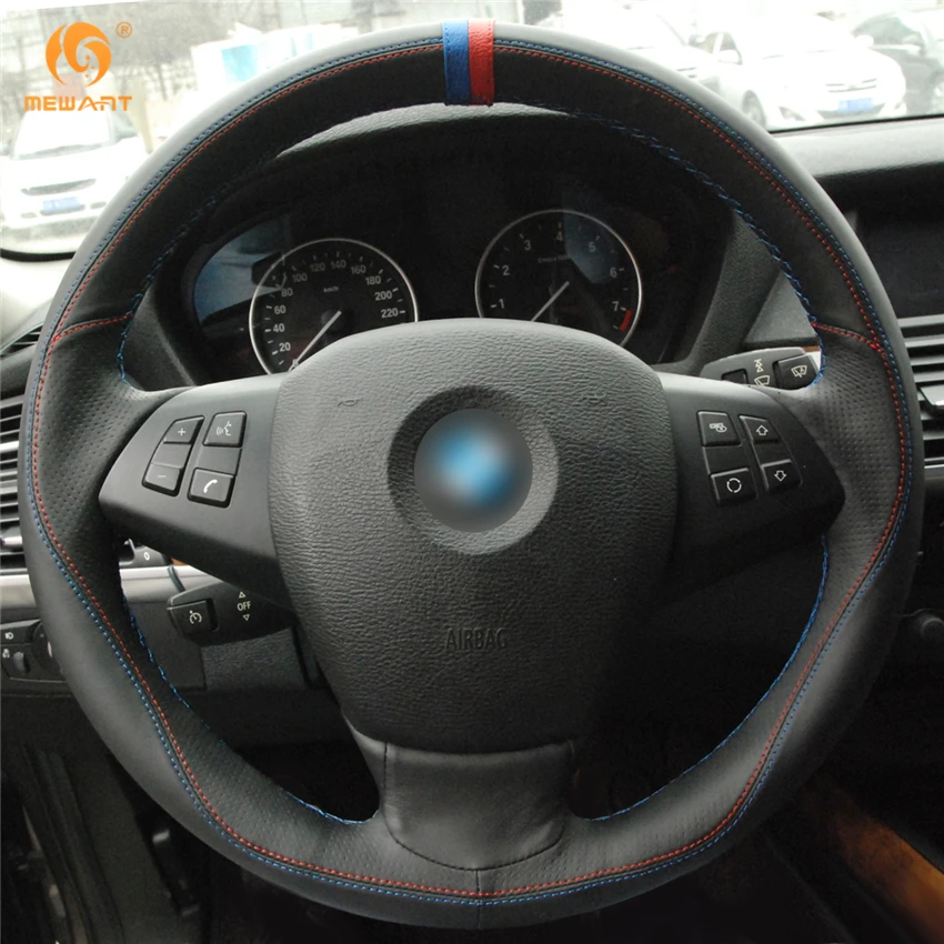 MEWANT черный кожаный чехол рулевого колеса автомобиля для BMW E70 X5 2007 2008 2009 2010 2011 2012 2013