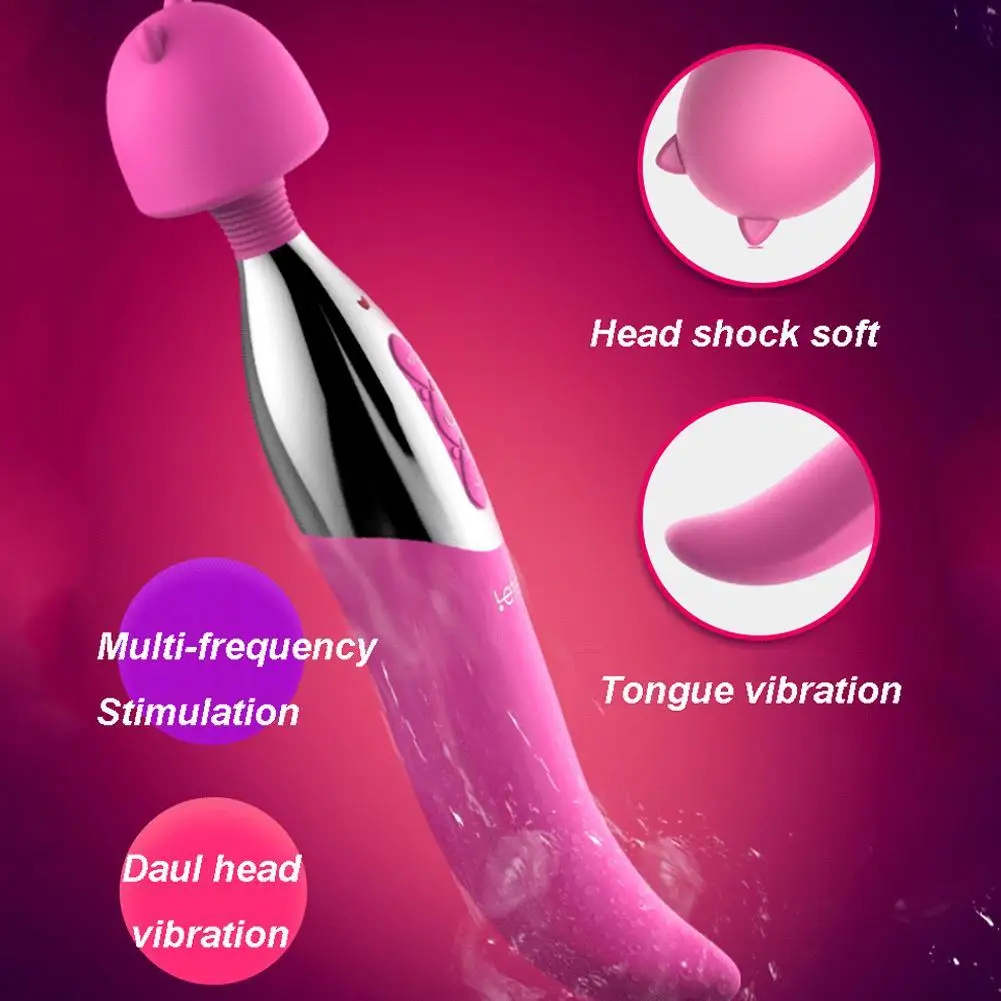 Leten двойной головкой G Spot Дилдо Вибратор для женщин кошка в форме языка волшебная