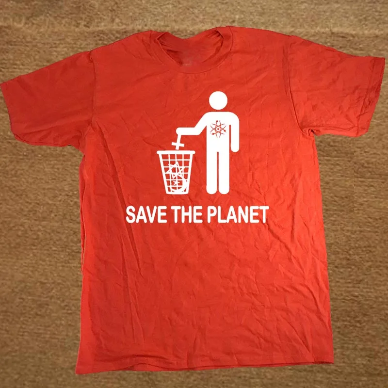 RED Летняя Новинка, забавные атеистские футболки Save The Planet, мужские хлопковые футболки с круглым вырезом, футболки в стиле хип-хоп - Цвет: RED