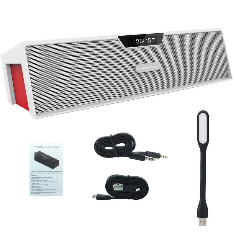 Портативная беспроводная bluetooth Колонка Sardine HIFI белый Aux Стерео саундбар FM радио
