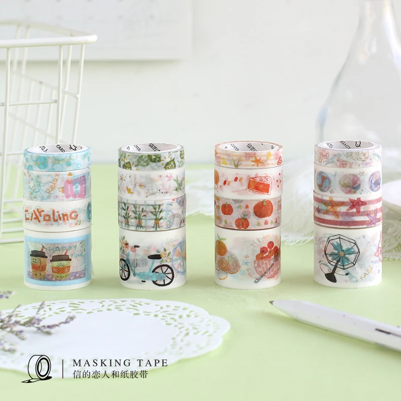 4 Rolls Cute Autumn Forest Fruit Food washi tape set adhesive DIY Decoration Sticker Scrapbooking Diary Masking Tape | Канцтовары для