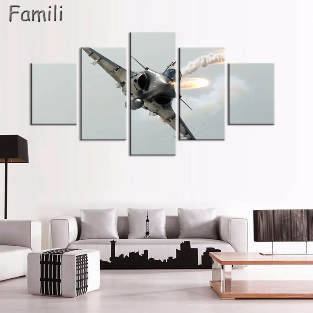 Картина на холсте с современным принтом истребителей самолетов Настенная