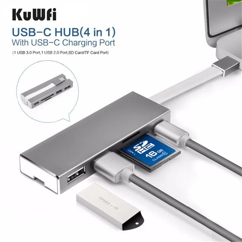 KuWFi usb type C мульти для школы больницы с USB3.0 USB 2 0 SD TF кард ридер зарядный интерфейс