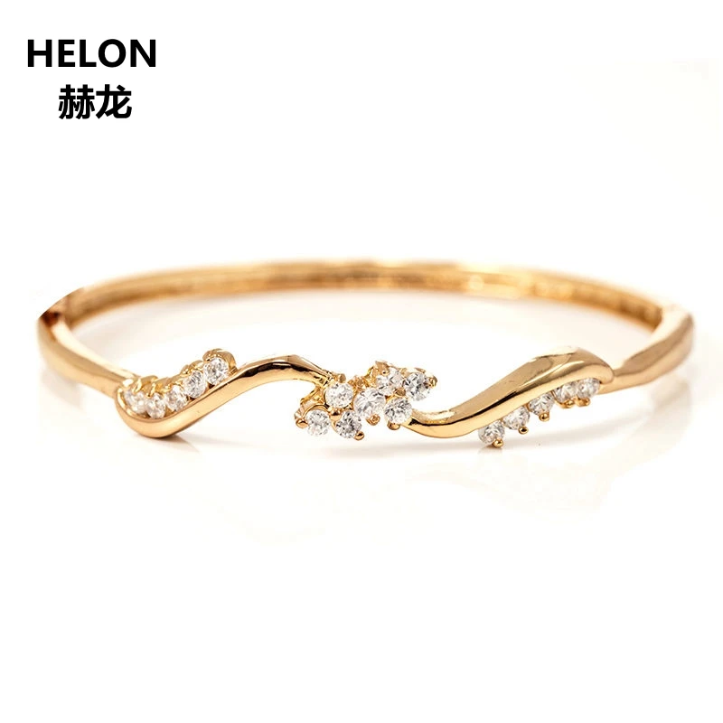 SI/H цельное кольцо с натуральными бриллиантами 14 k желтое золото обручальное