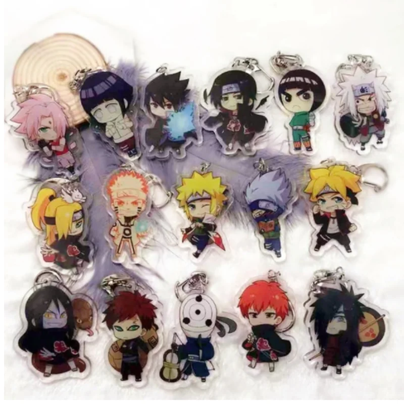 

Anime acrylic keychain Uchiha Obito Deidara Sasori Uchiha Itachi cartoon double-sided pendant Keyring Jewelry Accessory