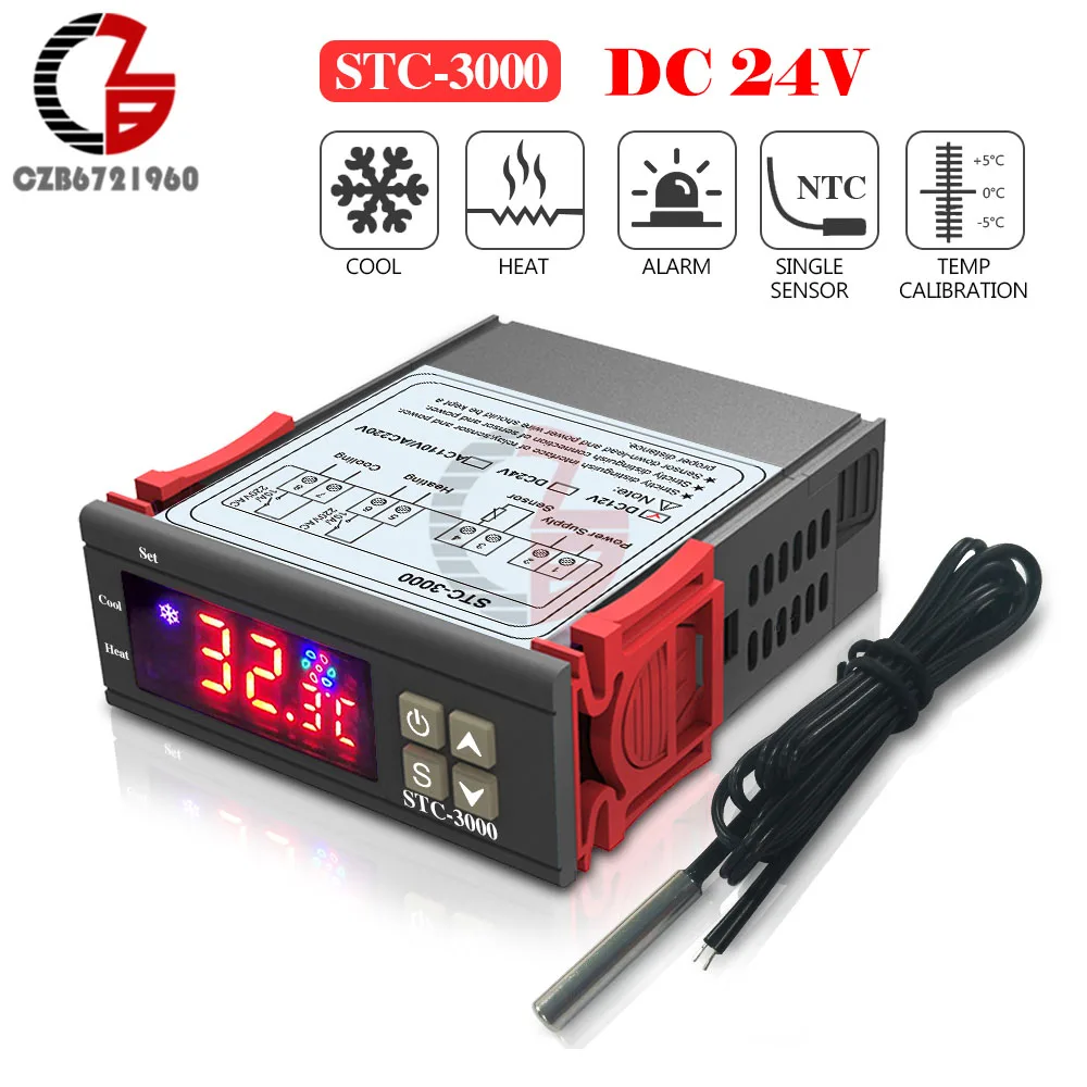 DC 24V 12 В 24 в 110 В 220 В цифровой термостат регулятор температуры Регулятор термометр инкубатор терморегулятор Отопление охлаждение 125 в - Цвет: DC 24V